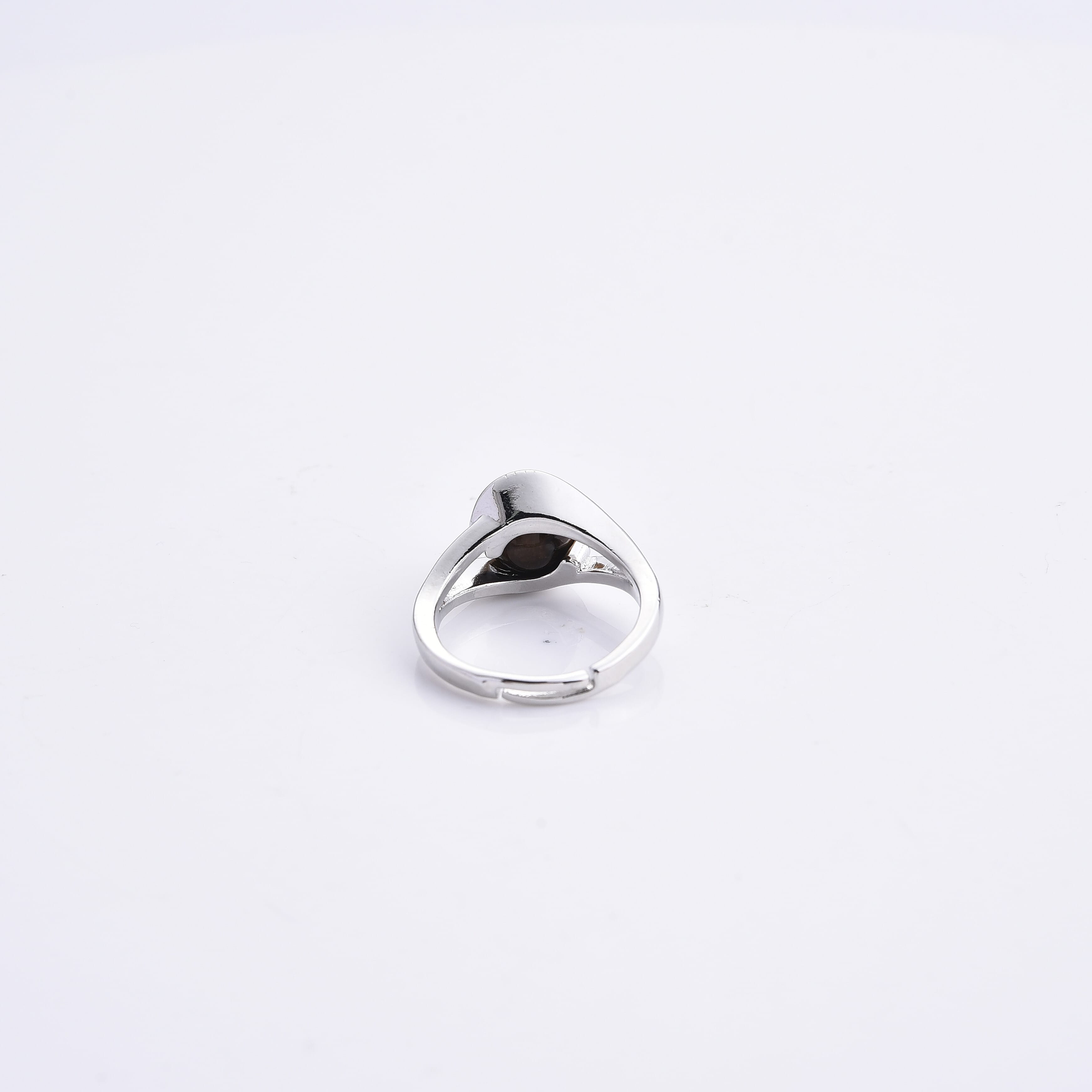 Yellow Tigers Eye 7.00 ctw Ring in Silvertone (Adjustable)