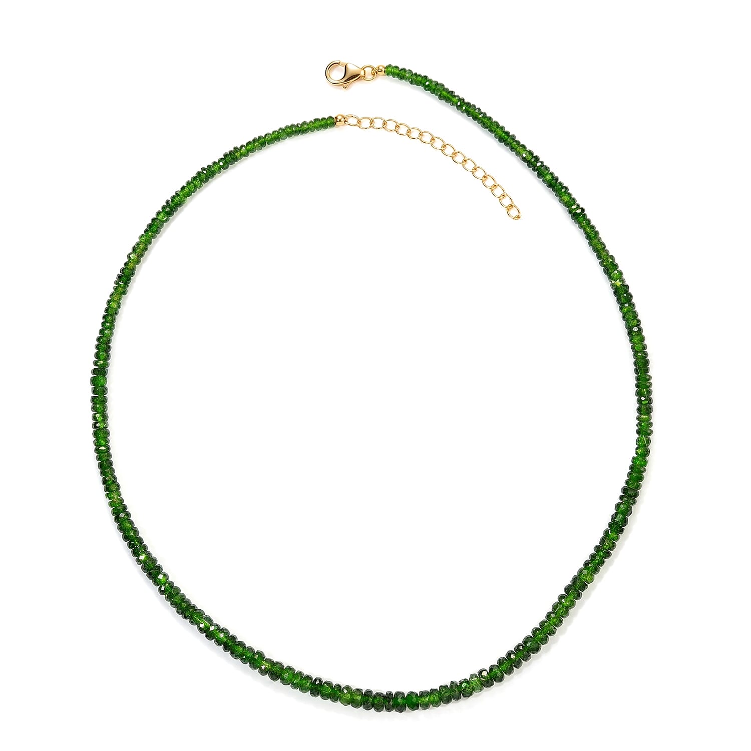 D'Joy Premium Chrome Diopside 75.00 ctw Beaded Necklace in 18K Vermeil Yellow Gold Over Sterling Silver 18 Inches