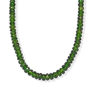 D'Joy Premium Chrome Diopside 75.00 ctw Beaded Necklace in 18K Vermeil Yellow Gold Over Sterling Silver 18 Inches