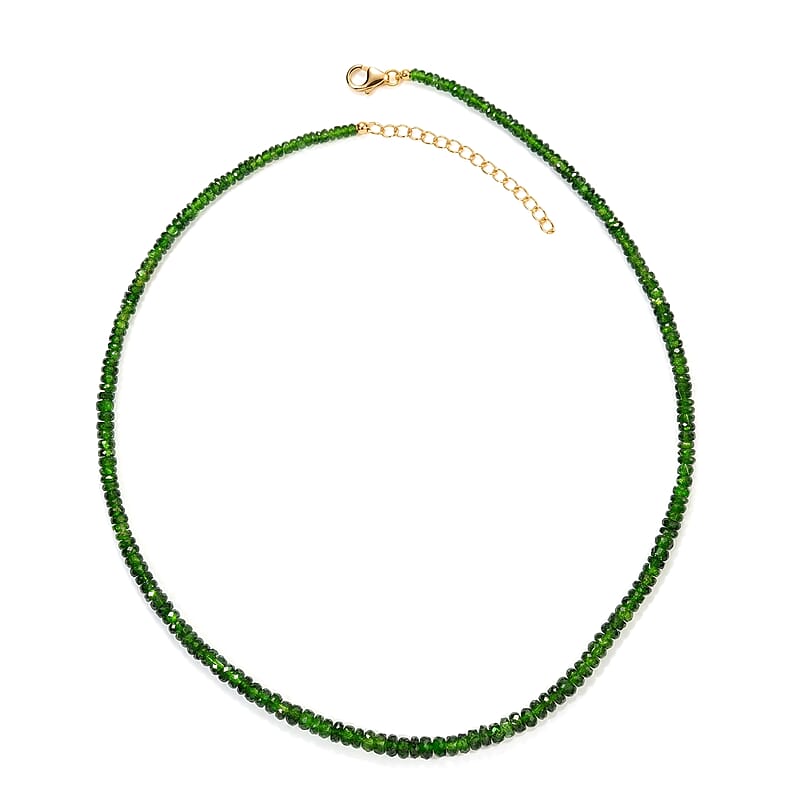 D'Joy Premium Chrome Diopside 75.00 ctw Beaded Necklace in 18K Vermeil Yellow Gold Over Sterling Silver 18 Inches