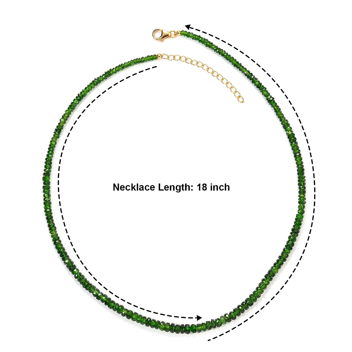 D'Joy Premium Chrome Diopside 75.00 ctw Beaded Necklace in 18K Vermeil Yellow Gold Over Sterling Silver 18 Inches image number 3