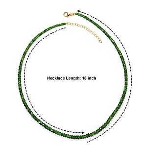 D'Joy Premium Chrome Diopside 75.00 ctw Beaded Necklace in 18K Vermeil Yellow Gold Over Sterling Silver 18 Inches