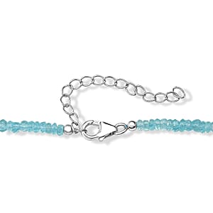 D'Joy Premium Betroka Blue Apatite 75.00 ctw Beaded Necklace in Rhodium Over Sterling Silver