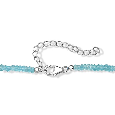 D'Joy Premium Betroka Blue Apatite 75.00 ctw Beaded Necklace in Rhodium Over Sterling Silver