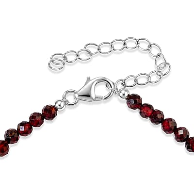 D'Joy Premium Orissa Rhodolite Garnet 22.00 ctw Beaded Bracelet in Rhodium Over Sterling Silver (7.25-9.25In)