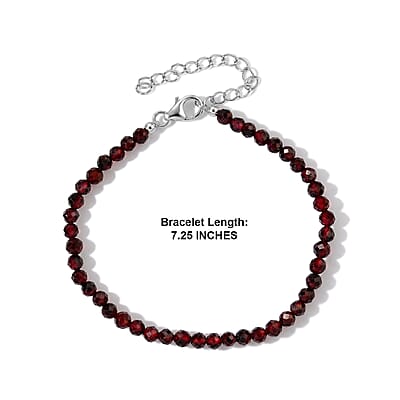 D'Joy Premium Orissa Rhodolite Garnet 22.00 ctw Beaded Bracelet in Rhodium Over Sterling Silver (7.25-9.25In)