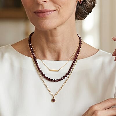 D'Joy Orissa Rhodolite Garnet 80.00 ctw Beaded Necklace in Rhodium Over Sterling Silver 20 Inches