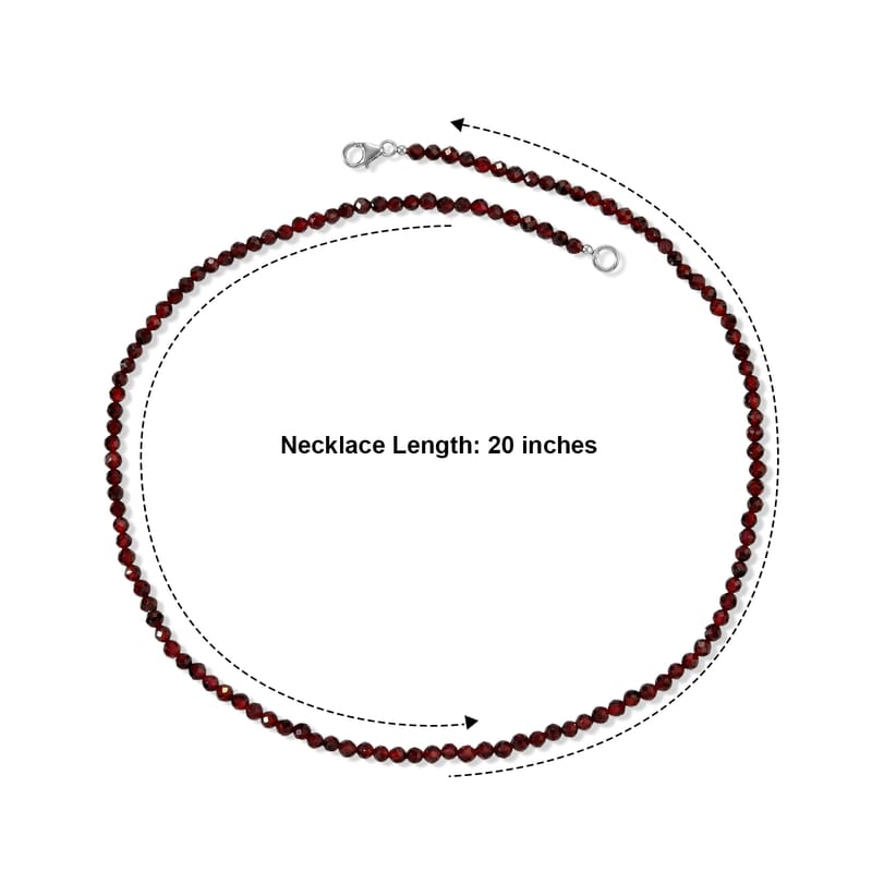 D'Joy Orissa Rhodolite Garnet 80.00 ctw Beaded Necklace in Rhodium Over Sterling Silver 20 Inches
