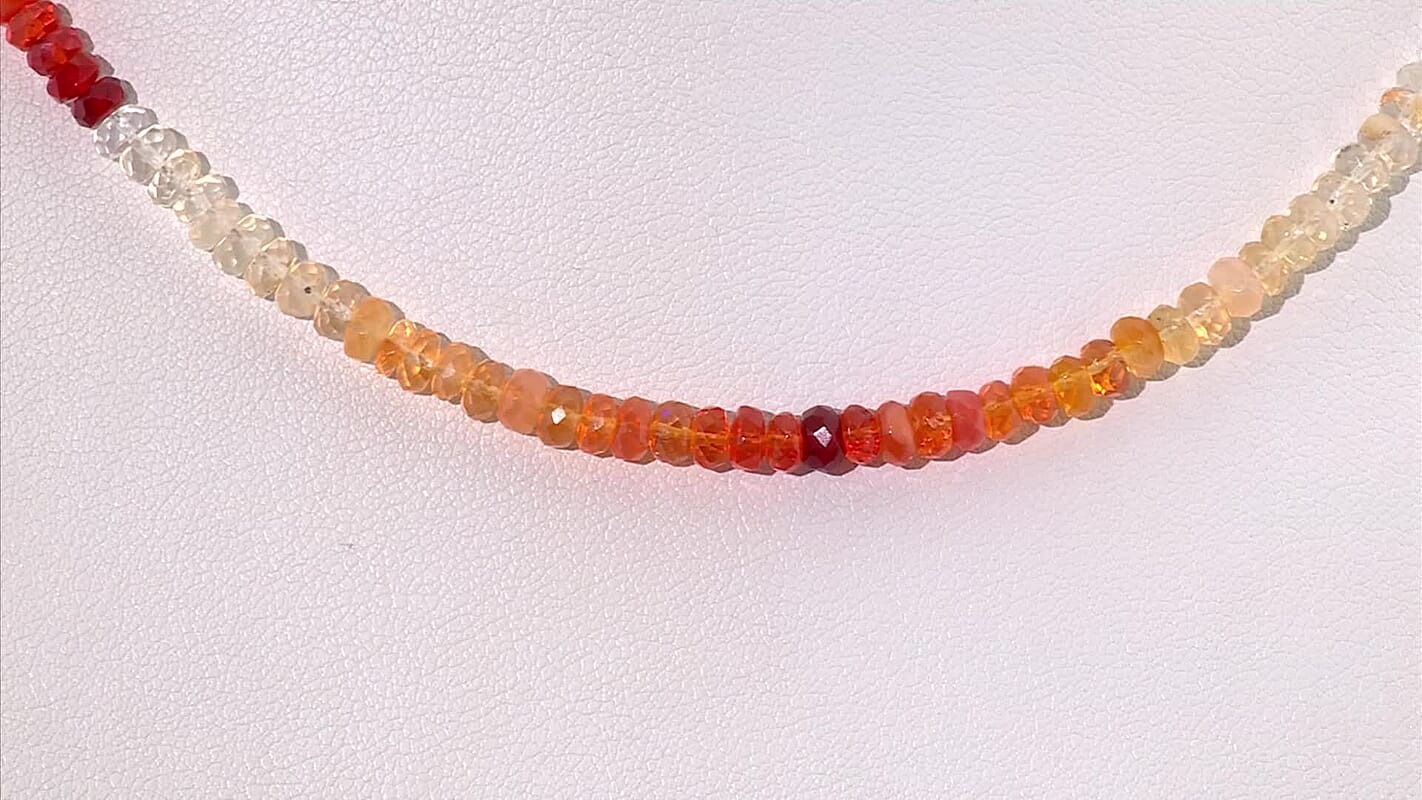 D'Joy Premium Mexican Cherry Fire Opal Beaded Necklace (18-20 Inches) in 18K Vermeil YG Over Sterling Silver 42.00 ctw