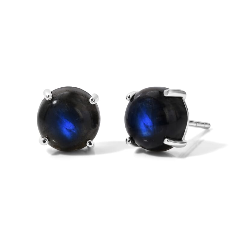 EverTrue AAA Malagasy Labradorite 4.75 ctw Stud Earrings in Platinum Bond