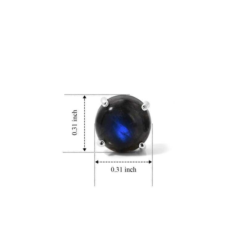 EverTrue AAA Malagasy Labradorite 4.75 ctw Stud Earrings in Platinum Bond