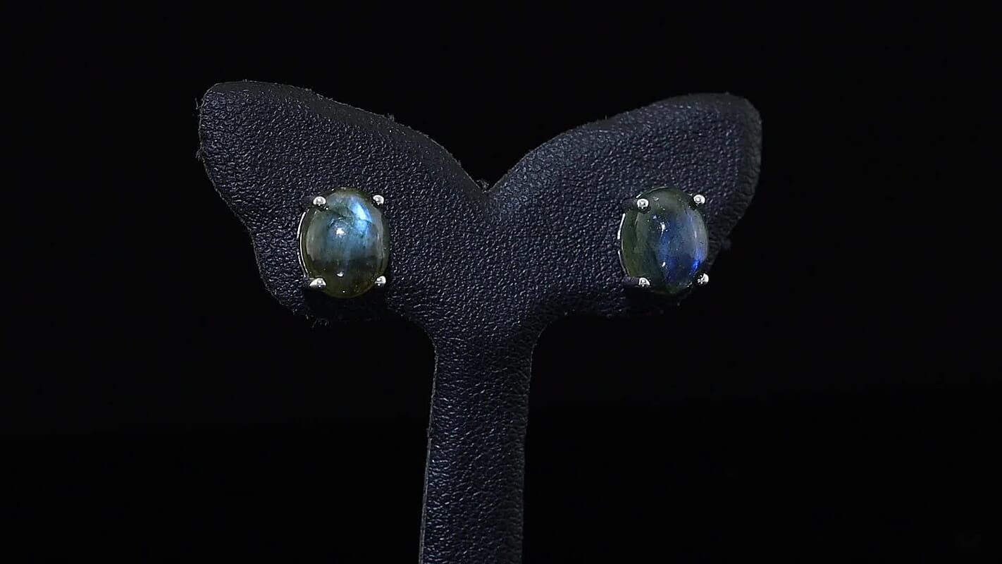 EverTrue AAA Malagasy Labradorite Earrings in Platinum Bond 4.25 ctw
