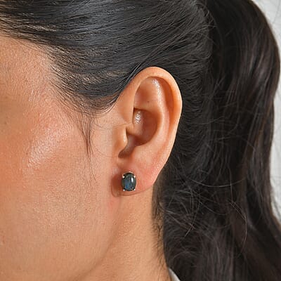 EverTrue AAA Malagasy Labradorite 4.25 ctw Stud Earrings in Platinum Bond