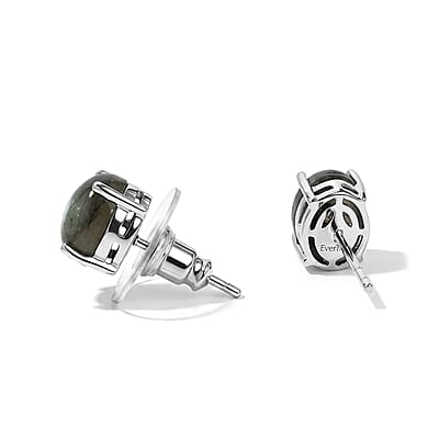 EverTrue AAA Malagasy Labradorite 4.25 ctw Stud Earrings in Platinum Bond