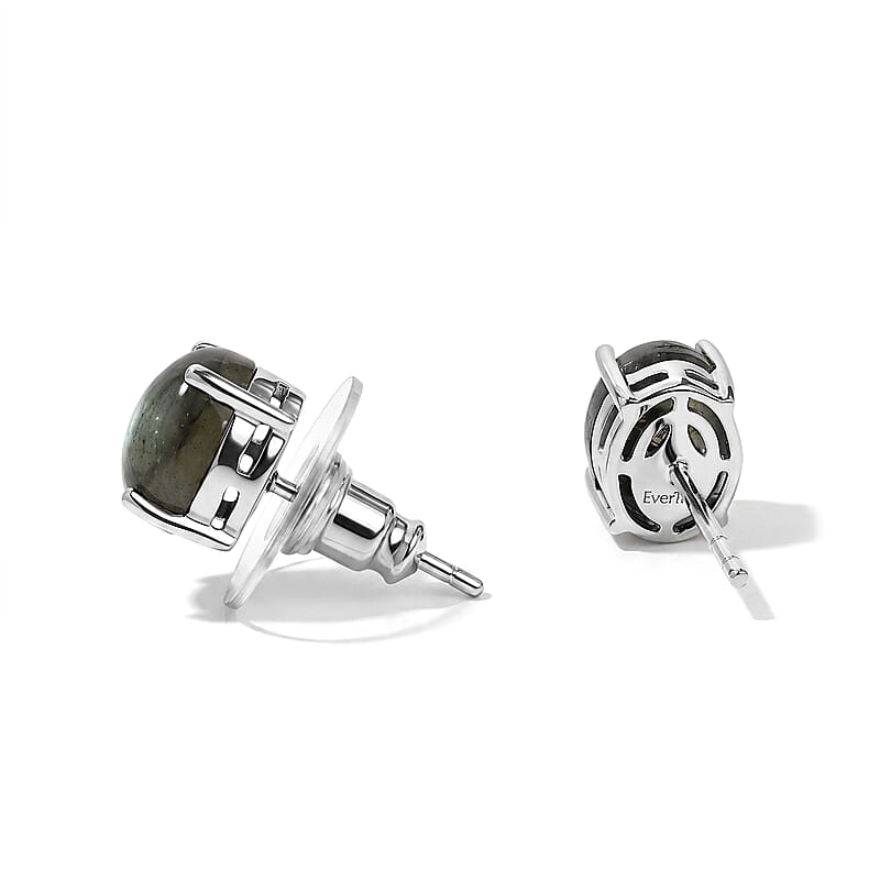 EverTrue AAA Malagasy Labradorite 4.25 ctw Earrings in Platinum Bond