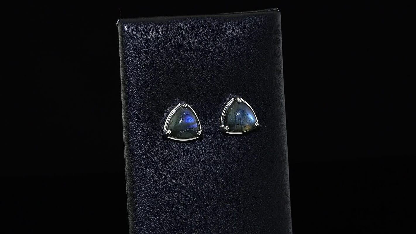 EverTrue AAA Malagasy Labradorite Solitaire Stud Earrings in Platinum Bond 4.00 ctw