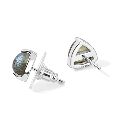 EverTrue AAA Malagasy Labradorite 4.00 ctw Stud Earrings in Platinum Bond