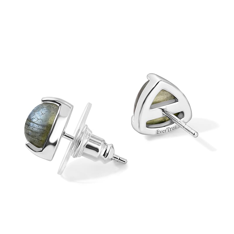 EverTrue AAA Malagasy Labradorite 4.00 ctw Solitaire Stud Earrings in Platinum Bond