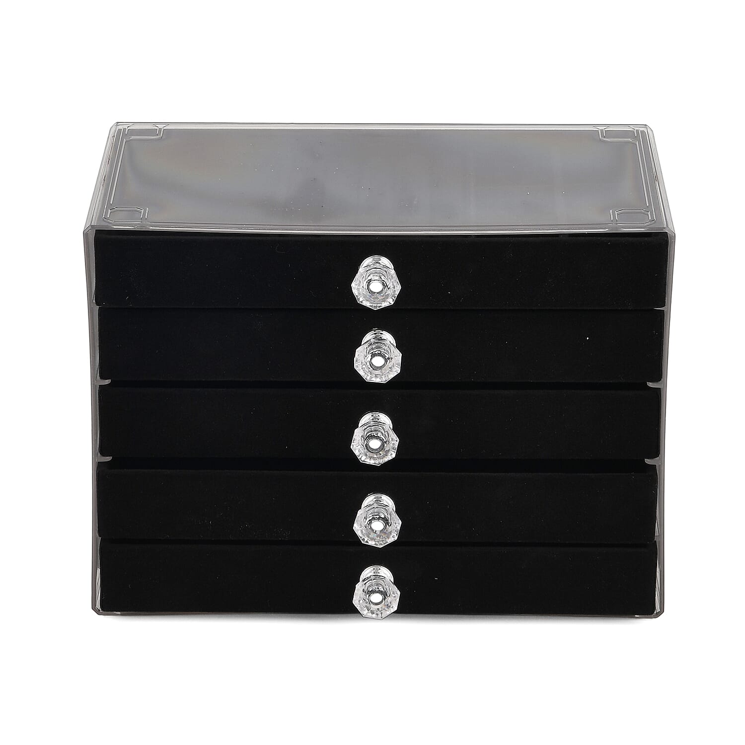 Livmore Black 5 Layer Velvet Jewelry Organizer with Transparent Cover