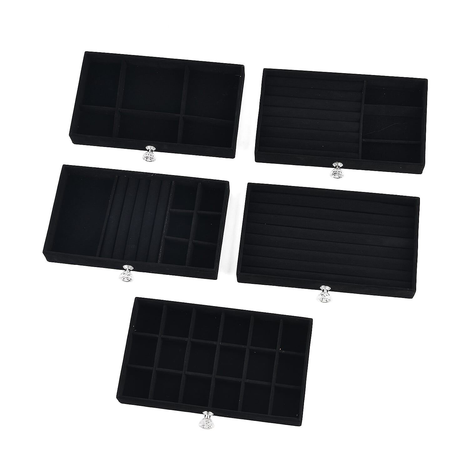 Livmore Black 5 Layer Velvet Jewelry Organizer with Transparent Cover