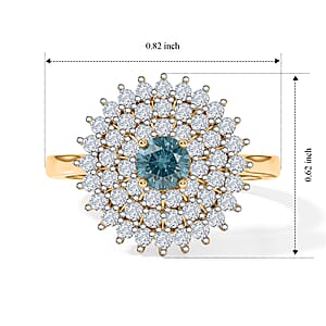 D'Joy Montana Sapphire and Moissanite 1.00 ctw Sunburst Majesty Ring in 18K Vermeil Yellow Gold Over Sterling Silver (Size 10.0)