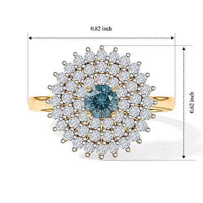 D'Joy Montana Sapphire and Moissanite 1.00 ctw Sunburst Majesty Ring in 18K Vermeil Yellow Gold Over Sterling Silver (Size 10.0)