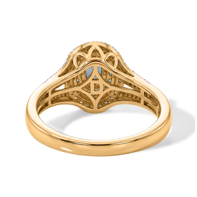 D'Joy Montana Sapphire, Blue and White Diamond 1.10 ctw Ring in 18K Vermeil Yellow Gold Over Sterling Silver (Size 7.0)