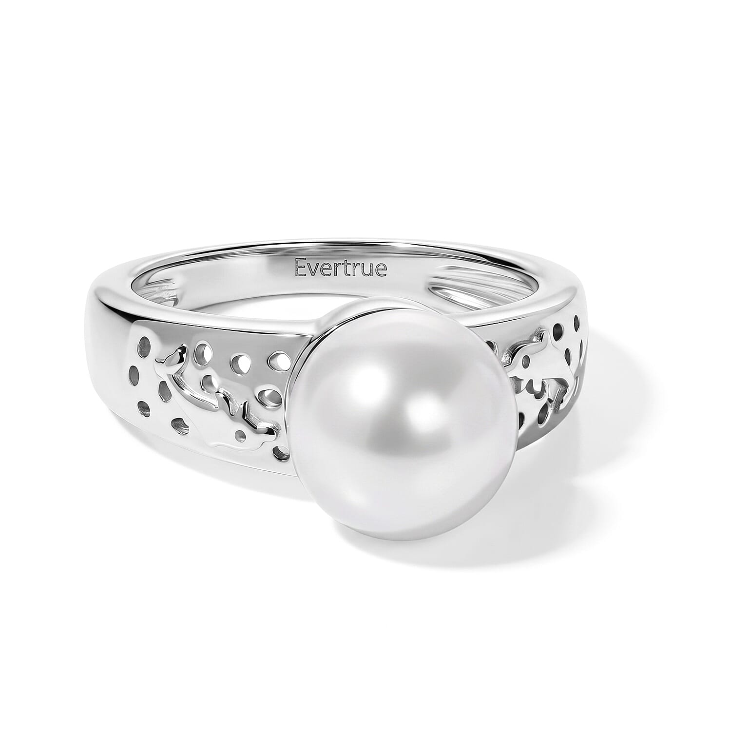 EverTrue Freshwater Pearl Solitaire Ring in Platinum Bond (Size 6.0)