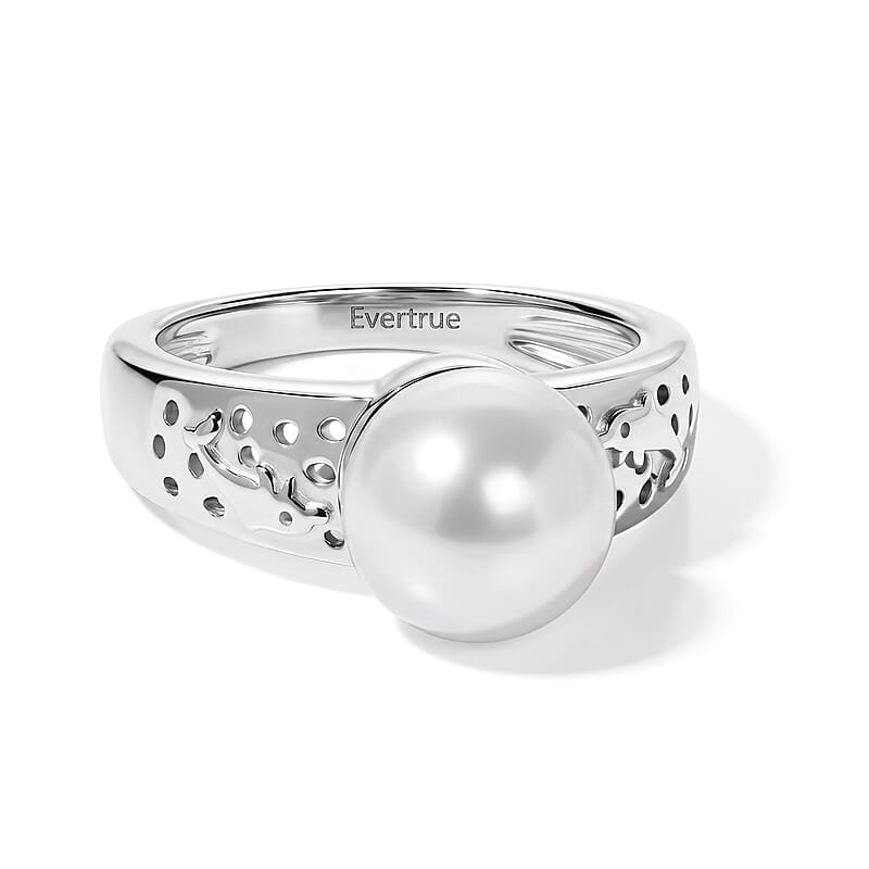 EverTrue Freshwater Pearl Solitaire Ring in Platinum Bond (Size 6.0)