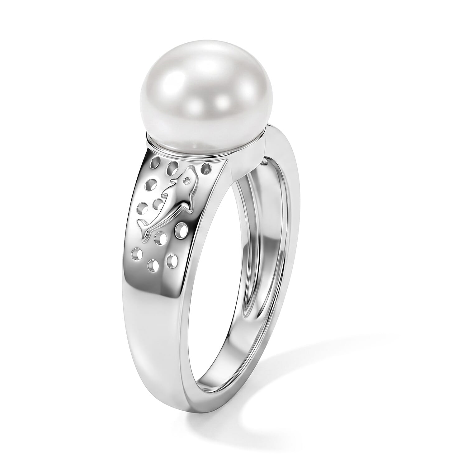 EverTrue Freshwater Pearl Solitaire Ring in Platinum Bond (Size 6.0)