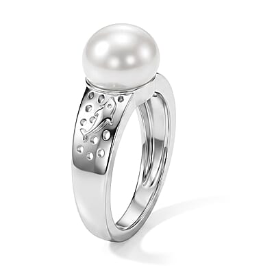 EverTrue Freshwater Pearl Solitaire Ring in Platinum Bond (Size 6.0)