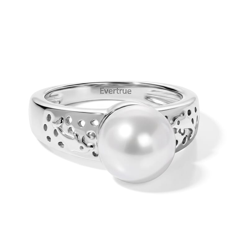 EverTrue Freshwater Pearl Marine Muse Ring in Platinum Bond (Size 7.0)