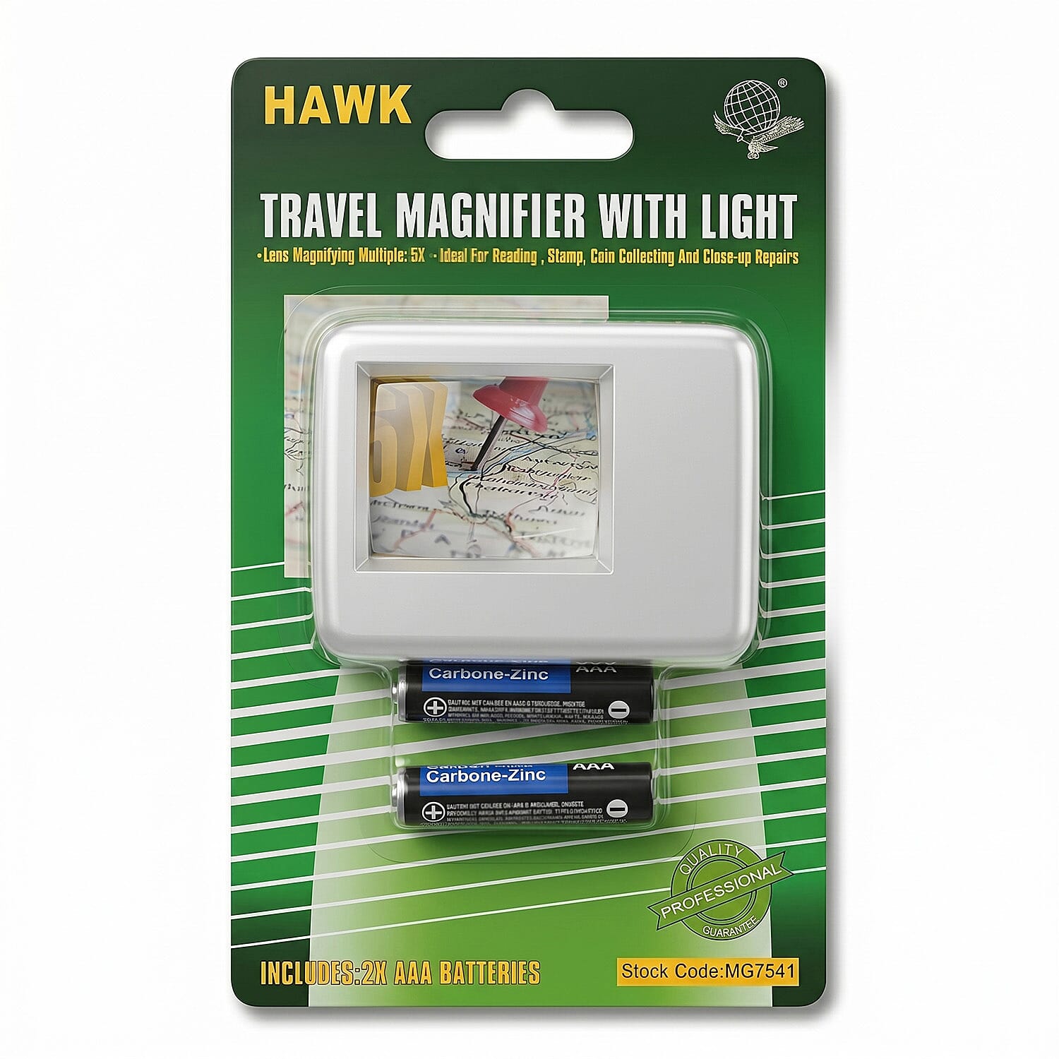 Hawk 3X Lighted Magnifier with Pouch- Silver