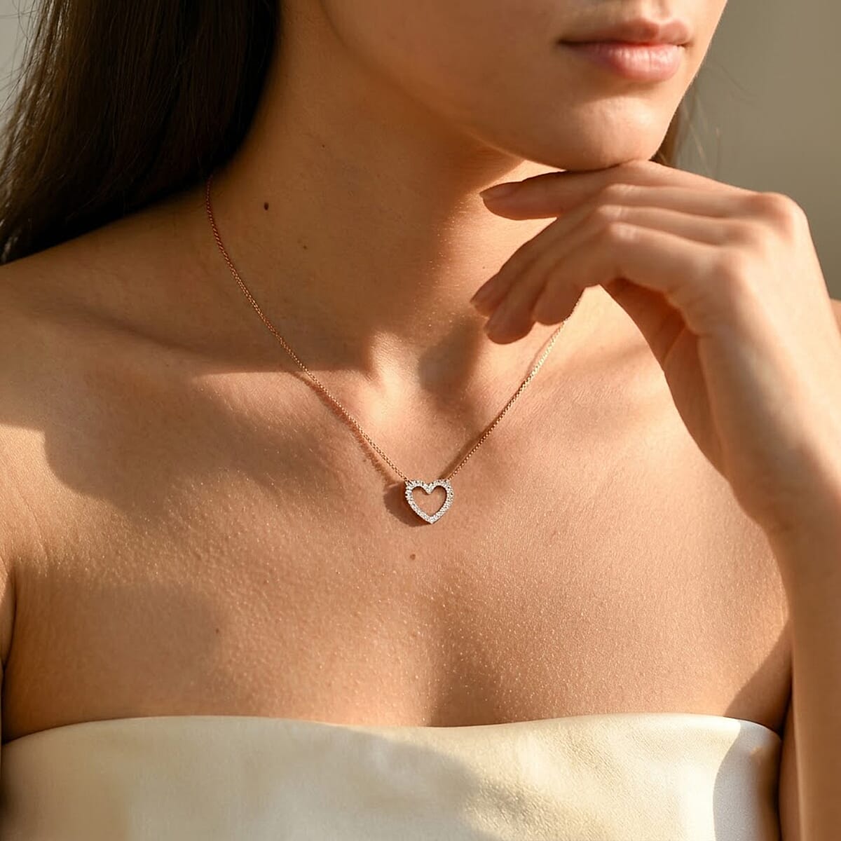 Luxuriant Lab Grown Diamond G-H SI 0.50 ctw Necklace in 18K Vermeil Rose Gold Over Sterling Silver 18 Inches