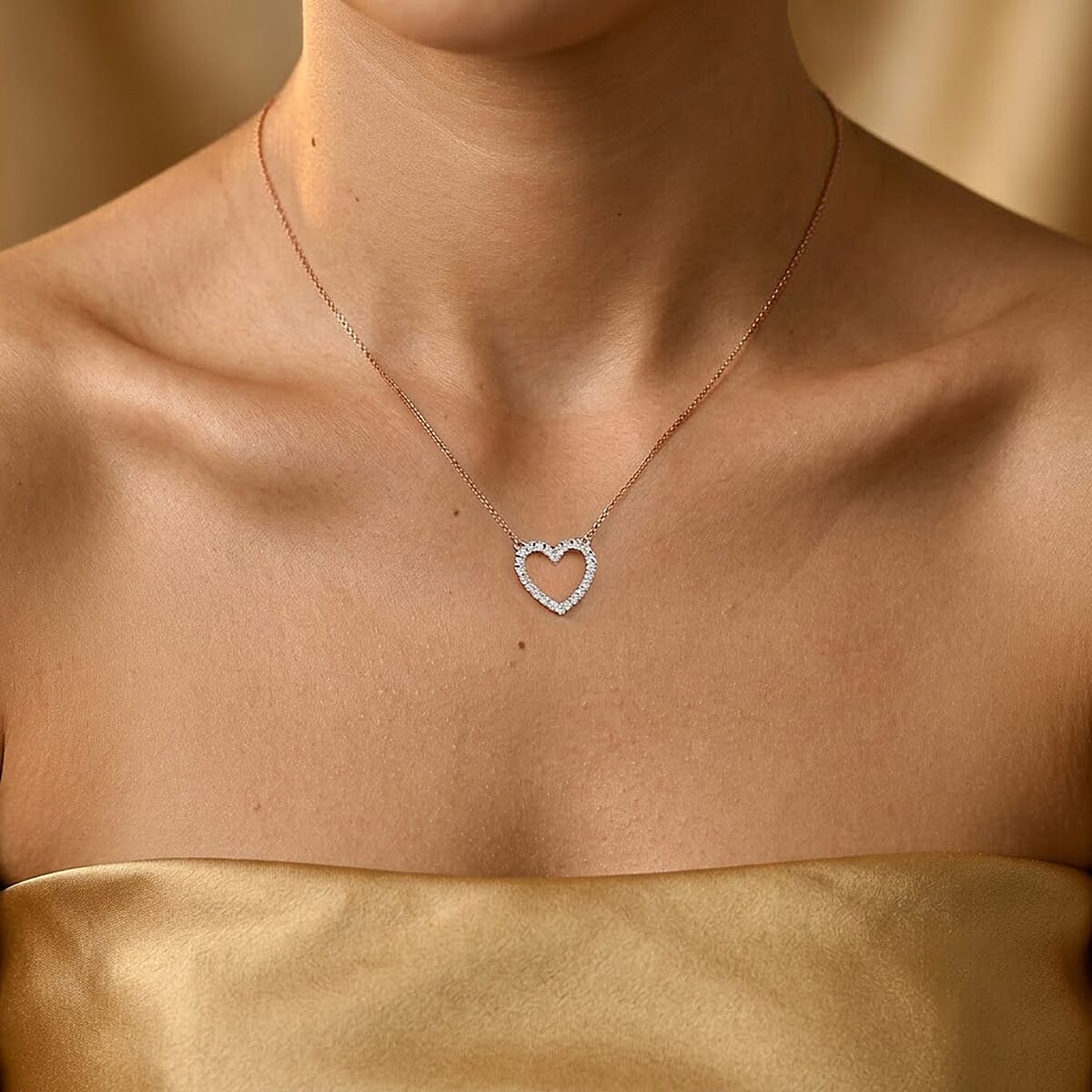 Luxuriant Lab Grown Diamond G-H SI 0.50 ctw Necklace in 18K Vermeil Rose Gold Over Sterling Silver 18 Inches