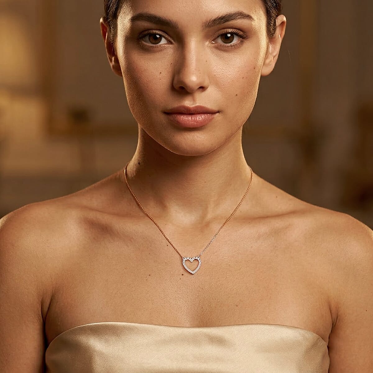 Luxuriant Lab Grown Diamond G-H SI 0.50 ctw Necklace in 18K Vermeil Rose Gold Over Sterling Silver 18 Inches