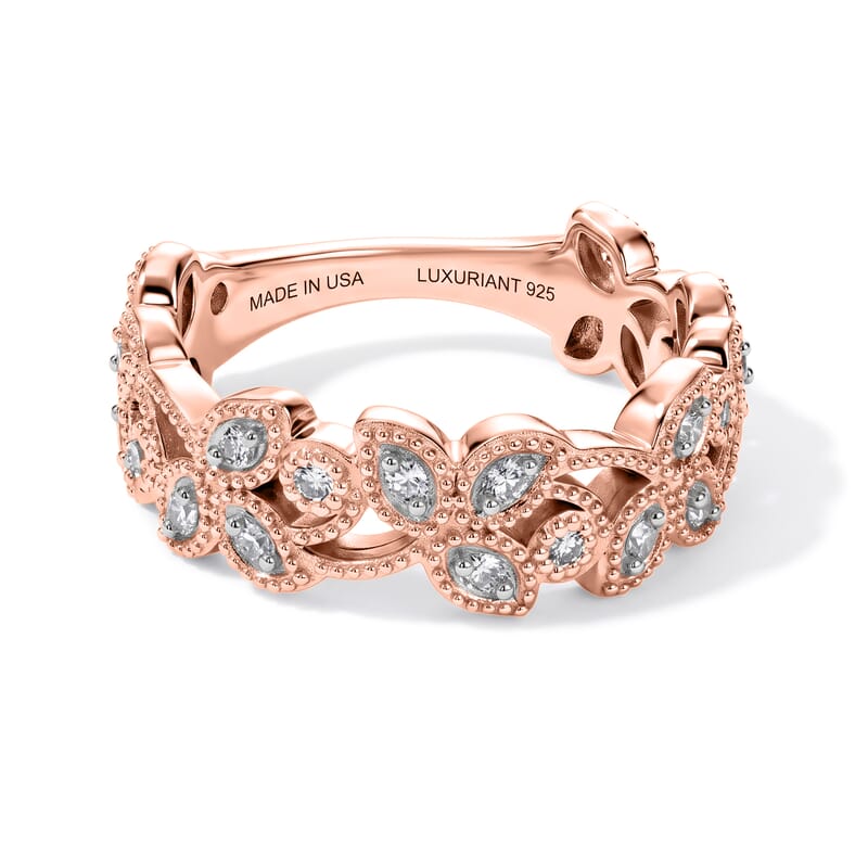 Luxuriant Lab Grown Diamond G-H SI 0.33 ctw Fancy Ring in 18K Vermeil Rose Gold Over Sterling Silver