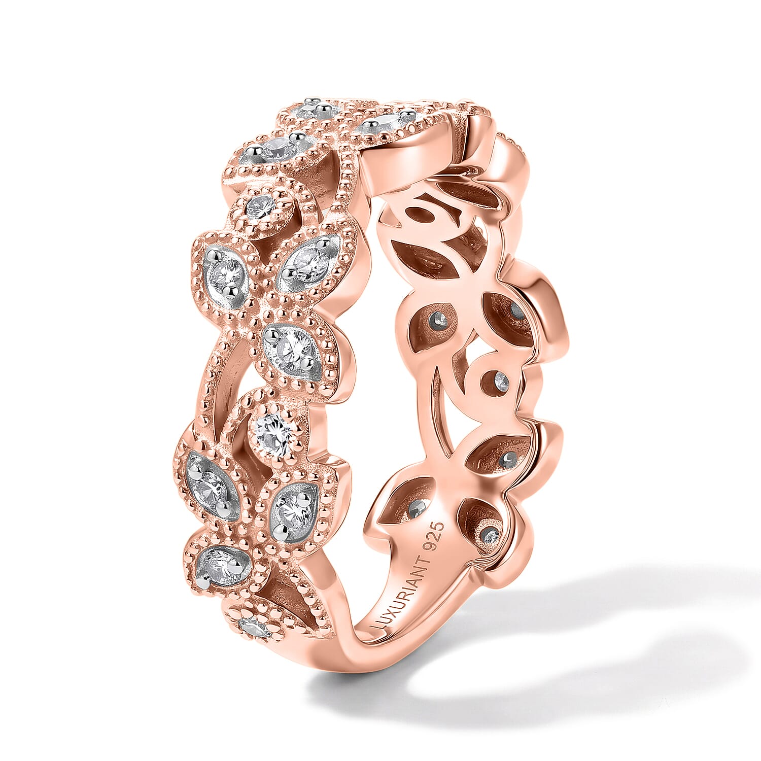 Luxuriant Lab Grown Diamond G-H SI 0.33 ctw Fancy Ring in 18K Vermeil Rose Gold Over Sterling Silver