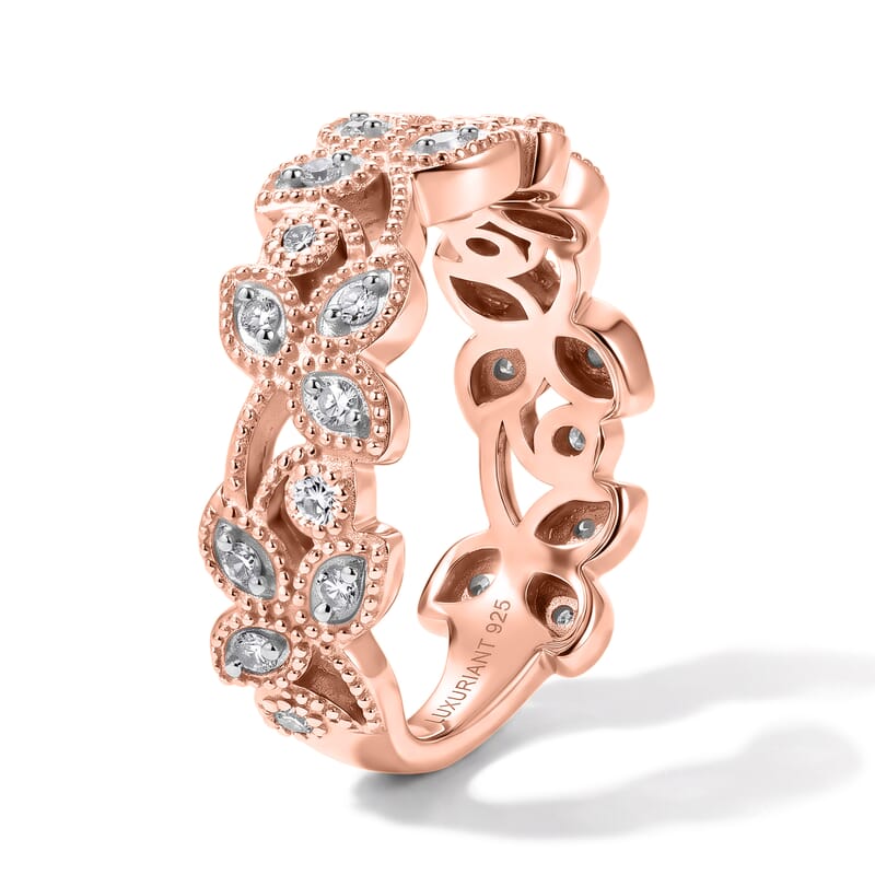 Luxuriant Lab Grown Diamond G-H SI 0.33 ctw Fancy Ring in 18K Vermeil Rose Gold Over Sterling Silver
