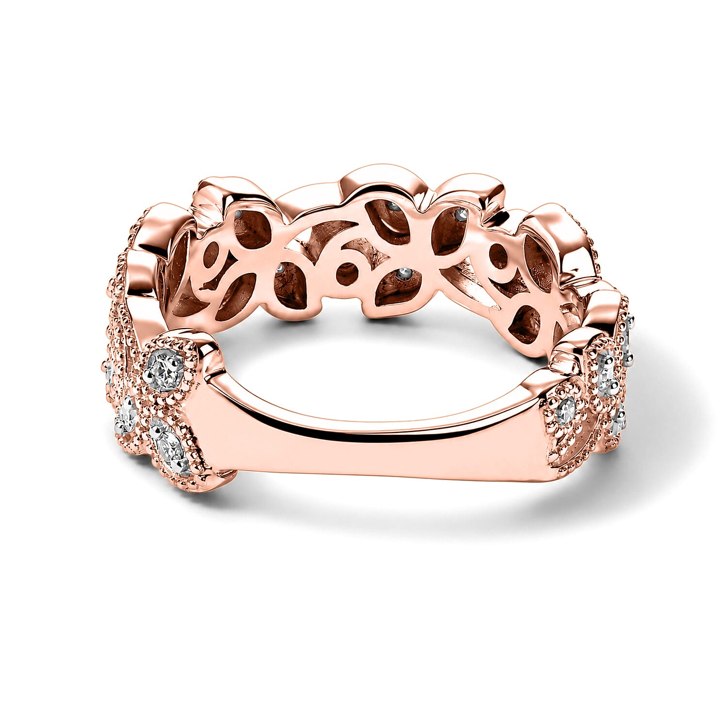 Luxuriant Lab Grown Diamond G-H SI 0.33 ctw Fancy Ring in 18K Vermeil Rose Gold Over Sterling Silver