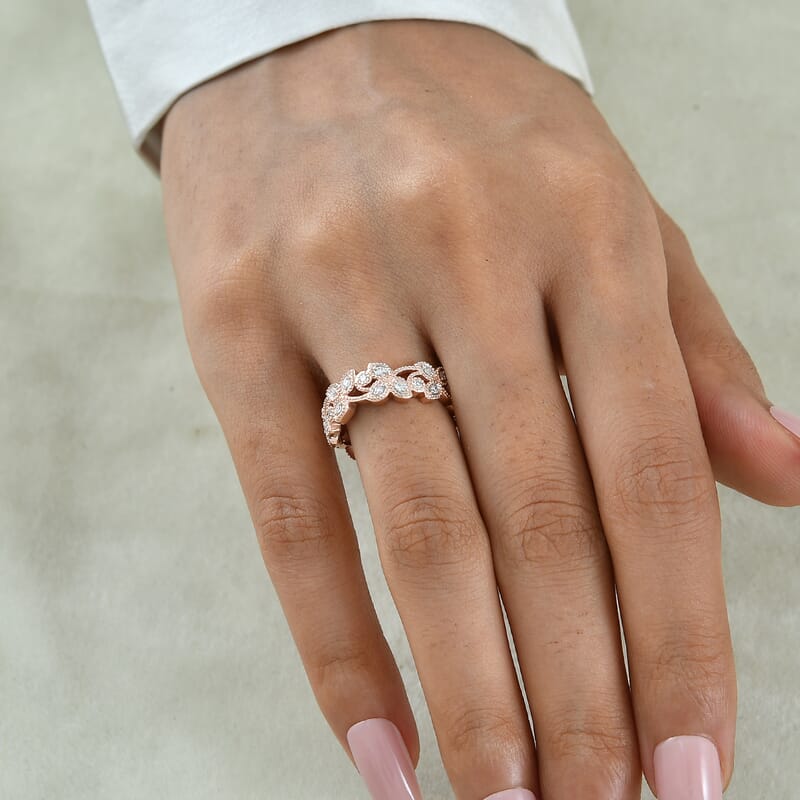Luxuriant Lab Grown Diamond G-H SI 0.33 ctw Fancy Ring in 18K Vermeil Rose Gold Over Sterling Silver