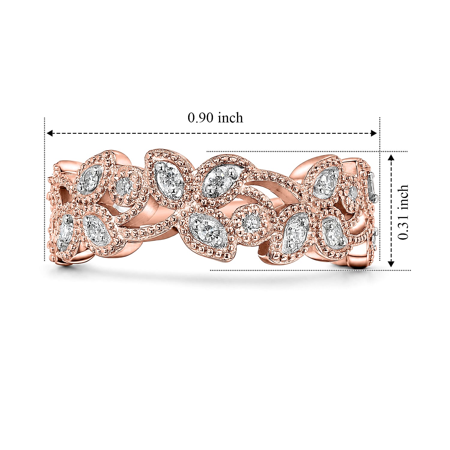 Luxuriant Lab Grown Diamond G-H SI 0.33 ctw Fancy Ring in 18K Vermeil Rose Gold Over Sterling Silver