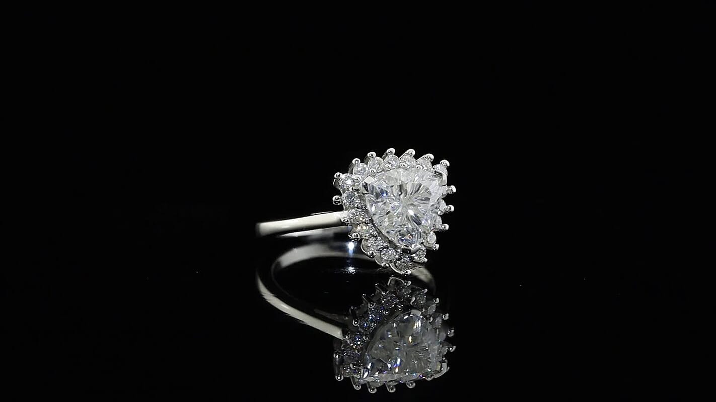 D'Joy Moissanite Ring in Rhodium Over Sterling Silver (Size 8.0) 2.40 ctw
