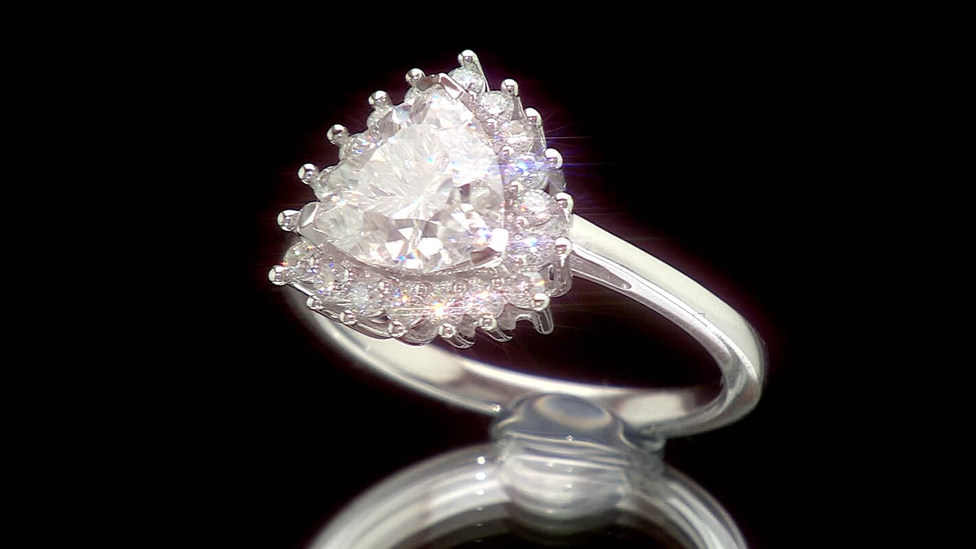 D'Joy Moissanite Ring in Rhodium Over Sterling Silver (Size 8.0) 2.40 ctw