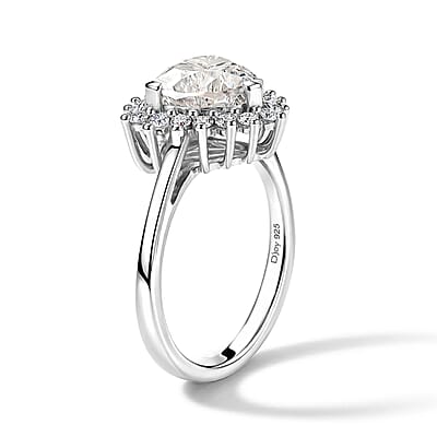 D'Joy Moissanite 2.40 ctw Ring in Rhodium Over Sterling Silver (Size 7.0)