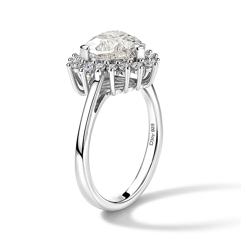 D'Joy Moissanite 2.40 ctw Ring in Rhodium Over Sterling Silver (Size 7.0)