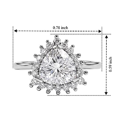 D'Joy Moissanite 2.40 ctw Ring in Rhodium Over Sterling Silver (Size 7.0)