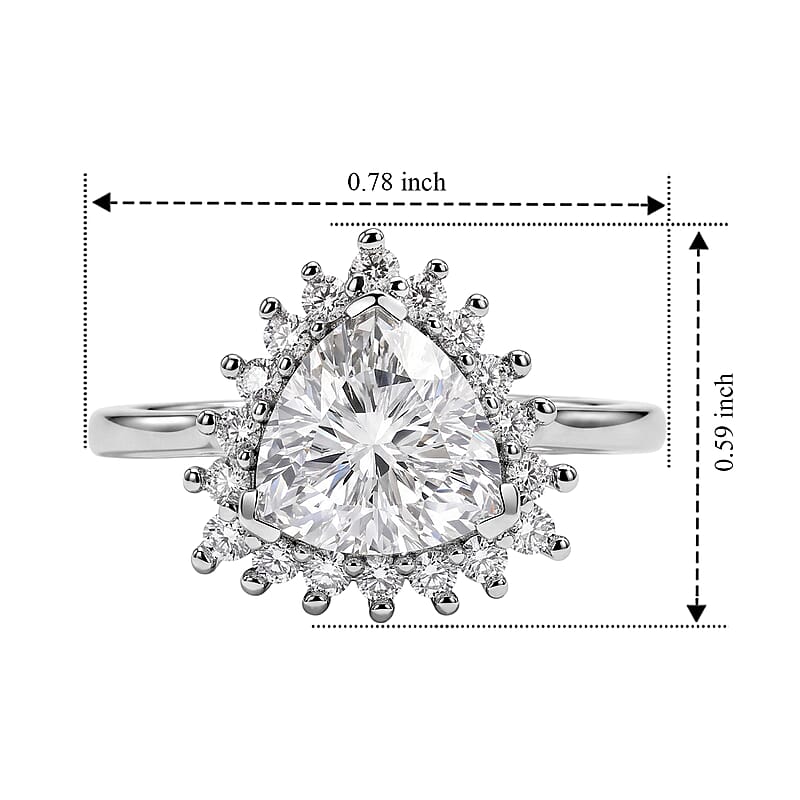 D'Joy Moissanite 2.40 ctw Ring in Rhodium Over Sterling Silver (Size 7.0)