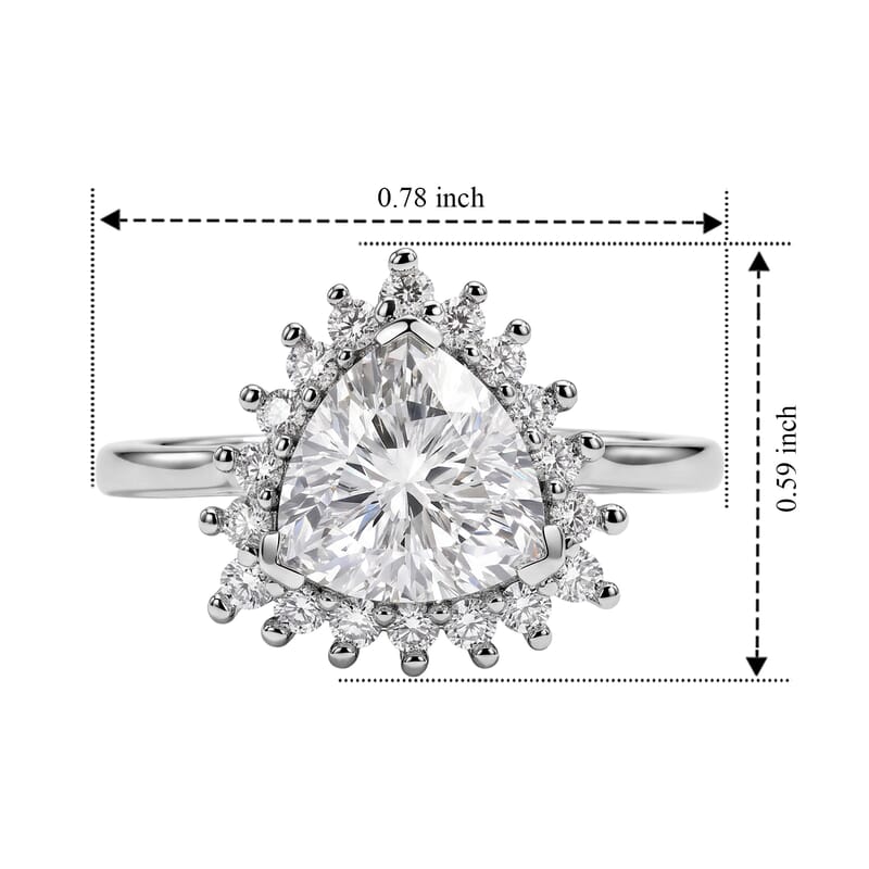 D'Joy Moissanite 2.40 ctw Ring in Rhodium Over Sterling Silver (Size 8.0)