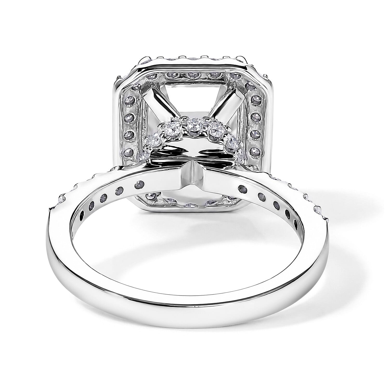 D'Joy Moissanite 4.40 ctw Ring in Rhodium Over Sterling Silver (Size 8.0)